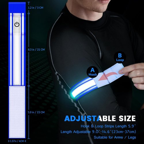 Fokia Kunbio LED Armband - Rechargeable Light Up Safety Gear for Night Running | Adjustable & Reflective