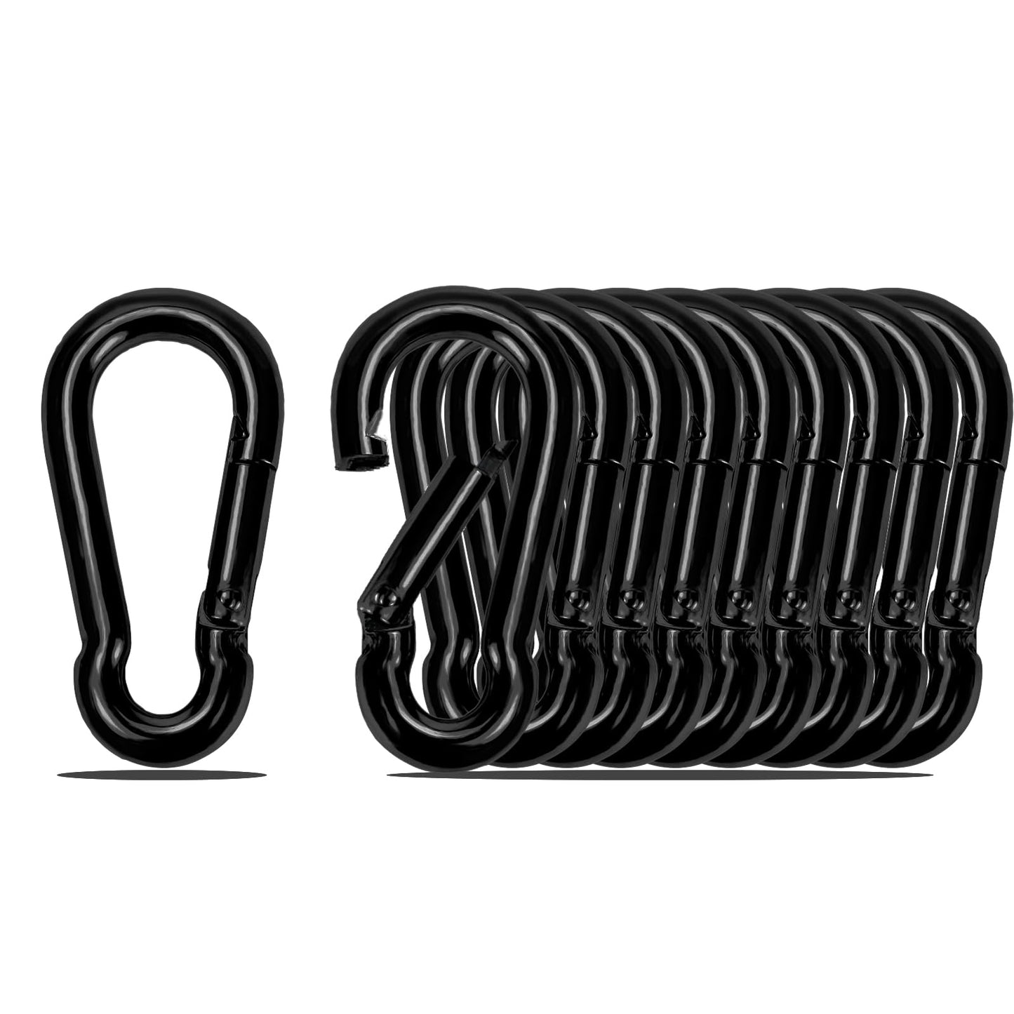 Spring Snap Hook Black Carabiner ，Sunxer Tool Small Black Carabiner Clip 1.57 inch 10 PCS Heavy Duty Carabiner Clip Qick Link for Keychain Dog Leash Locking Camping Fishing Hiking