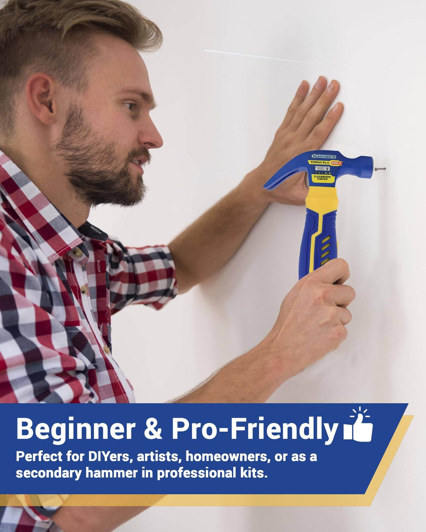 Wisechain 8 oz Professional Small Claw Hammer 45# Steel – Anti-Slip Grip & Nail Starter