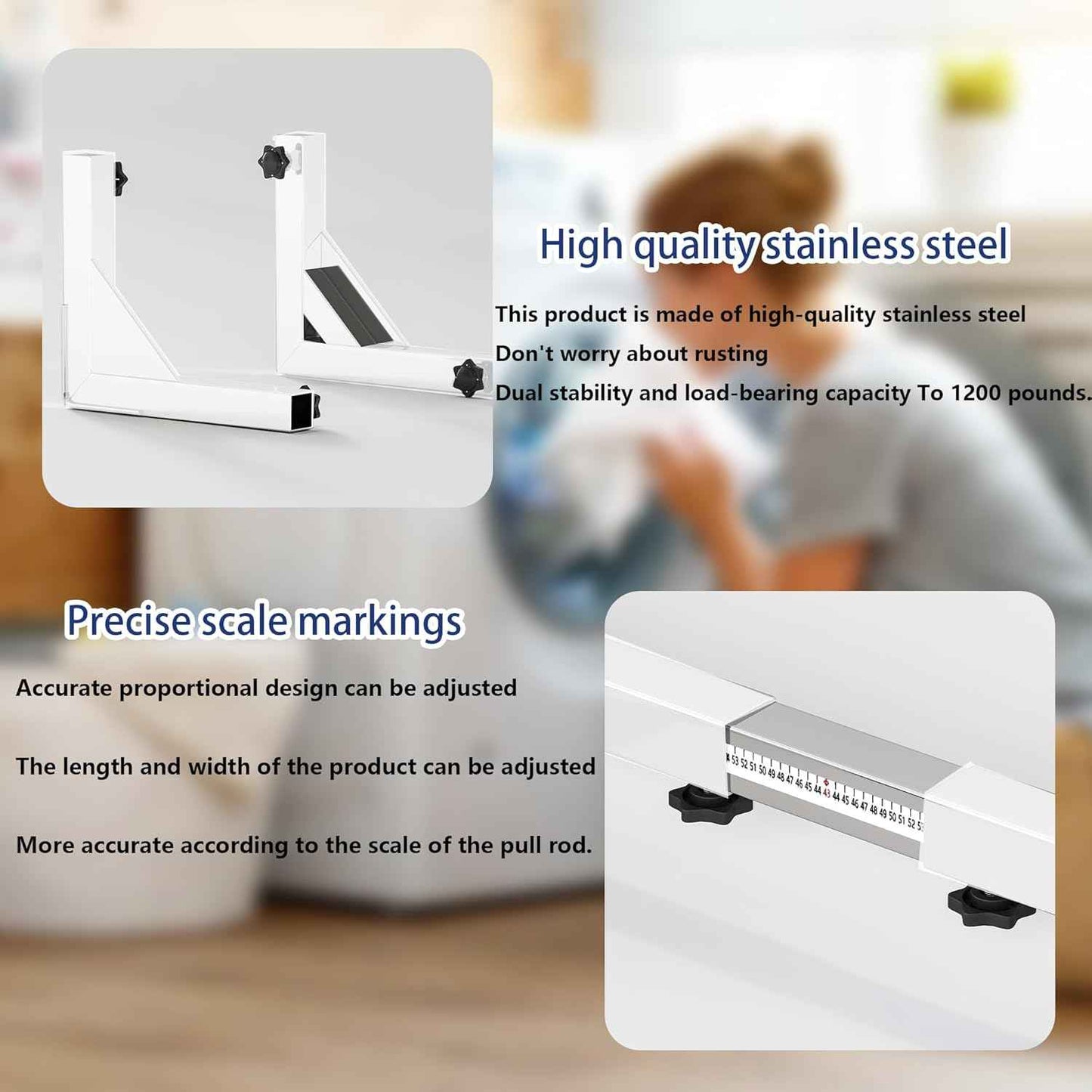 Heavy Duty Stainless Steel Mini Fridge & Washer Dryer Stand with 4 Strong Feet - Universal Appliance Base (Large)