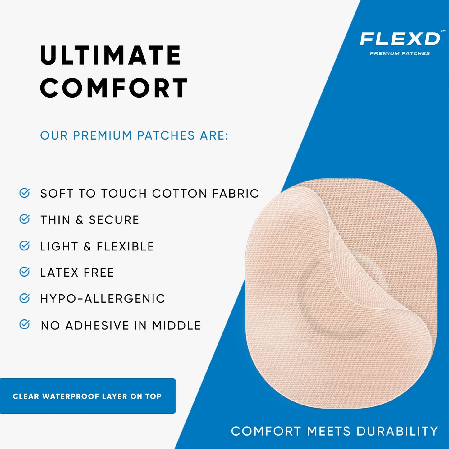 Flexd - Freestyle Waterproof Sensor Covers for Libre 2 & 3 - (30 Pcs) - Libre 3 Sensor Covers - CGM Adhesive Patches - Without Adhesive in The Center - (Oval - 2 Layers - Tan)
