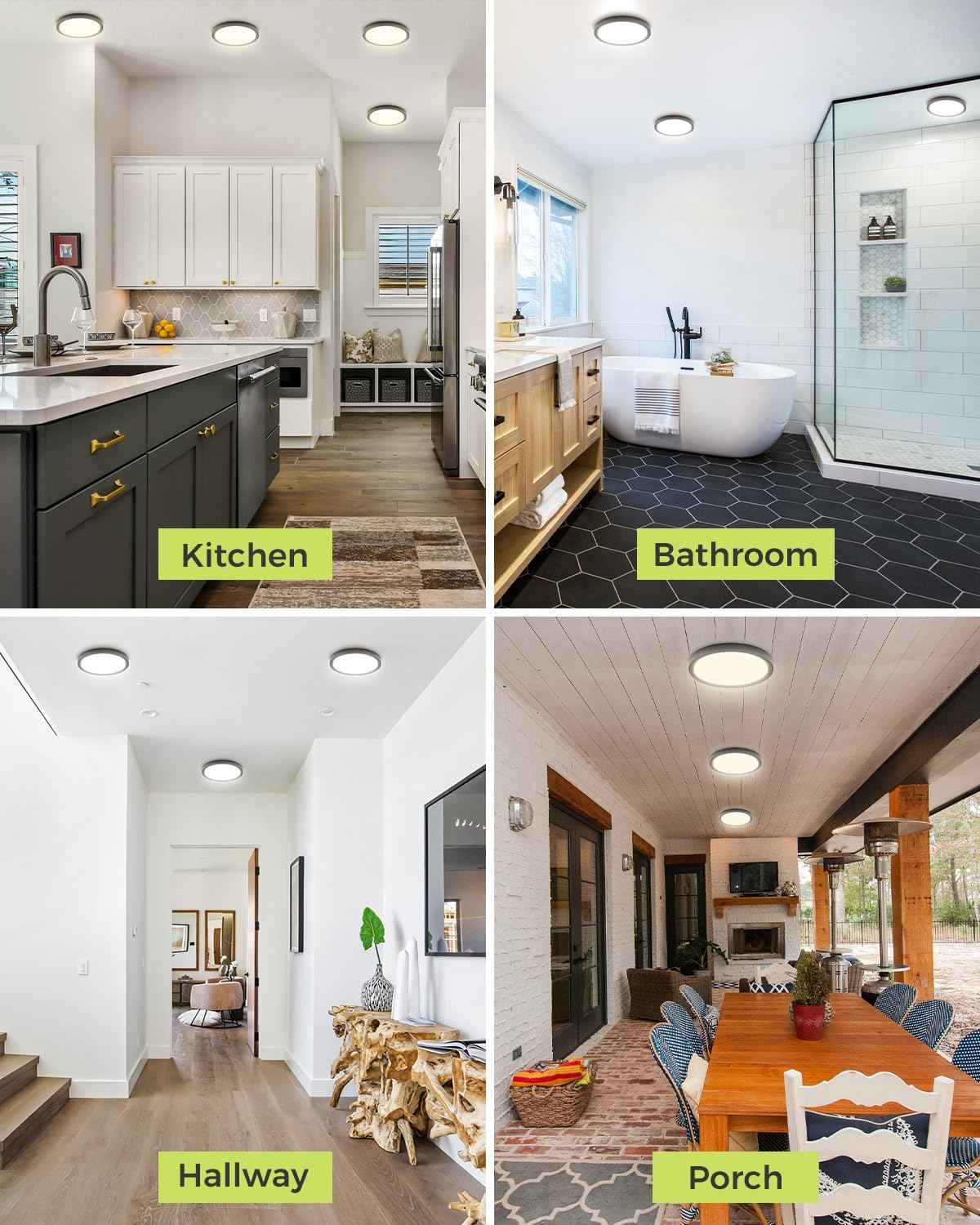 2PACK LED Flush Mount Ceiling Light - 3CCT Selectable 3000K-4000K-6500K & 100W Equivalent Modern Kitchen Recessed Ceiling Lamp 15W 1500Lm 7.5 Inch for Bathroom Closet Laundry Bedroom