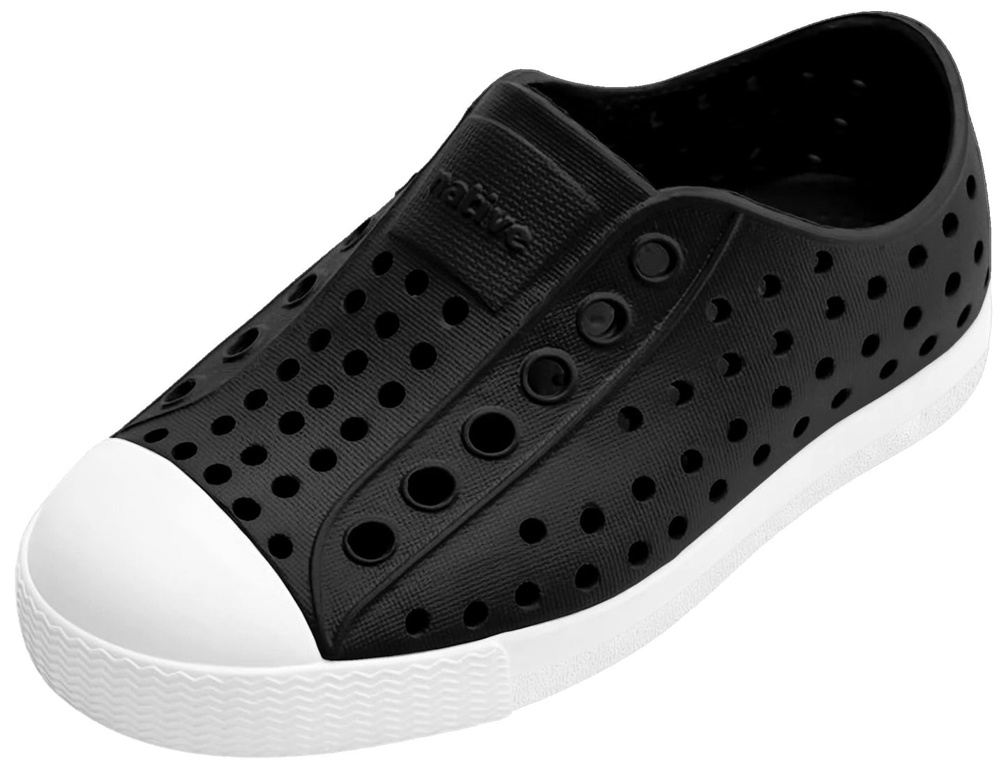 Native Shoes Unisex-Kids Jefferson Sneakers, Jiffy Black/Shell White, 4 Big Kid