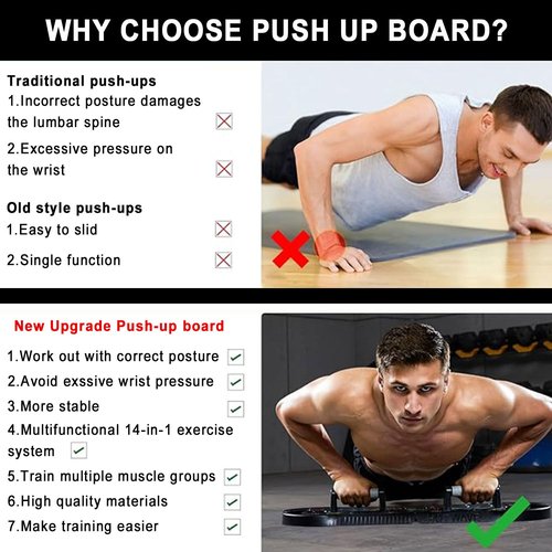 OSCILLATING SLIM Portable Foldable 20-in-1 Push-Up Gym Equipment, Floor Push-Up Handles, Home Gym Strength Training Equipment, Core Strength Workout for Men and Women, Gift for Boyfriend