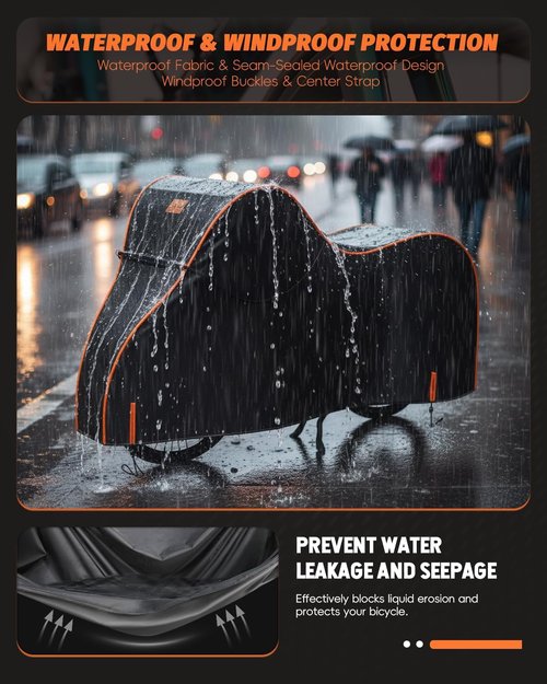 Bike Cover Waterproof | 600D Heavy Duty Bicycle Covers for 1-3 Bikes - UV, Rain, Dust & Snow Protection