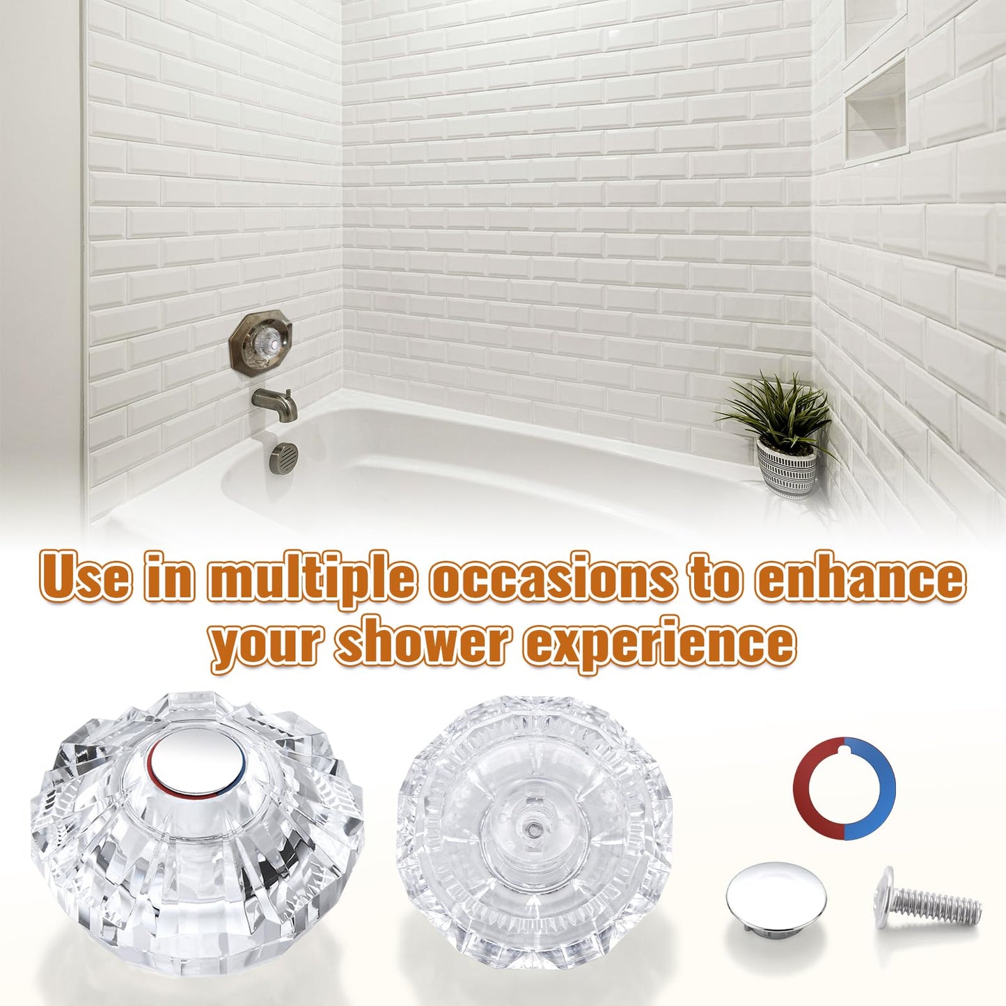 Single Shower Faucet Handle Replacement for Price Pfister Style Avante Series 940-240 or 940-950a, Clear Acrylic Shower Knob Replacement use for Bathroom Sink (940-950A)