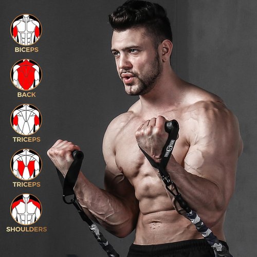 INNSTAR Cable Handles Gym Equipment, Heavy Exercise Handles with Solid ABS Core Grips, D Handle Cable Attachment, Cable Machine Handles, Gym Handles for Cables (Set of 2)