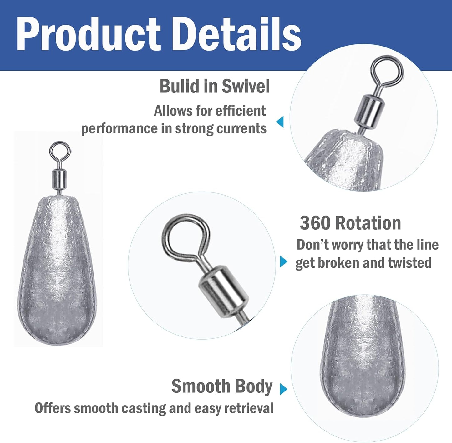 Skiennix Fishing Weights Sinkers Kit - Versatile Drop Shot Weights for Bass & Catfish | Freshwater & Saltwater