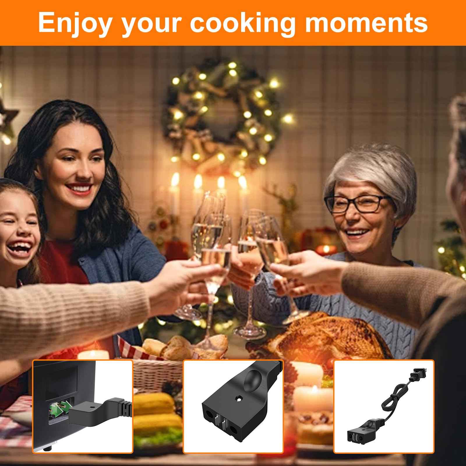 VASTHOME 5FT Deep Fryer Cord Replacment for Hamilton Beach/Butterball Turkey/Secura/Mastercraft Deep Fryer Power Cord -16 AWG Flat Power Cord Replacement Part