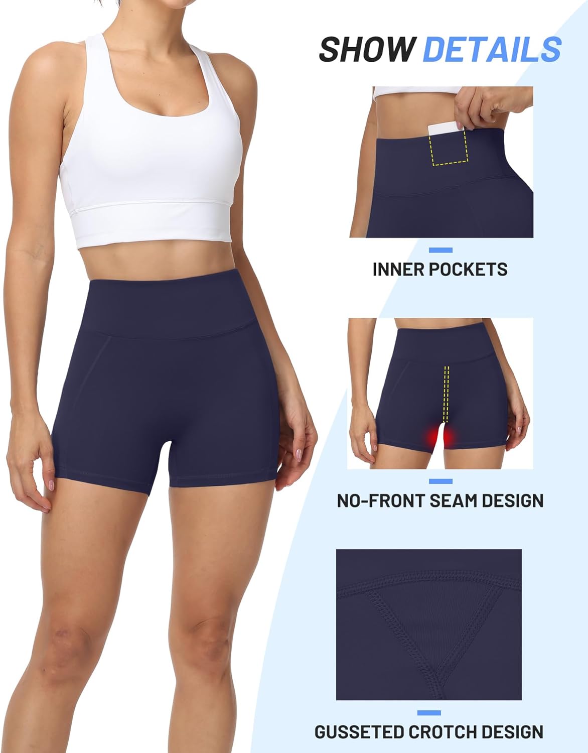 Moozava Biker Shorts - High Waisted Tummy Control Spandex for Women | 3"/5"/8" Workout Sizes