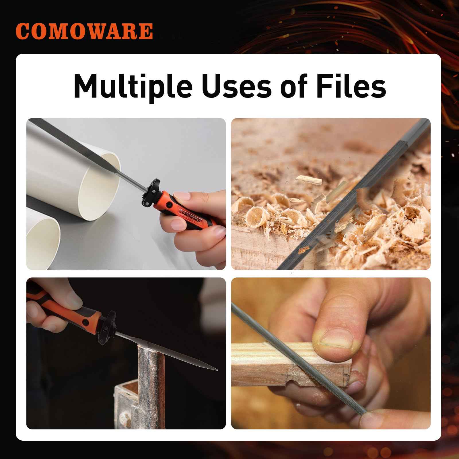 COMOWARE 17Pcs Handsaw & File Set with Blade Quick Change Mechanism, 10 Saw Blades & 6 Precision Files for Woodworking, DIY, Model Crafting, PVC/Metal Cutting Tools