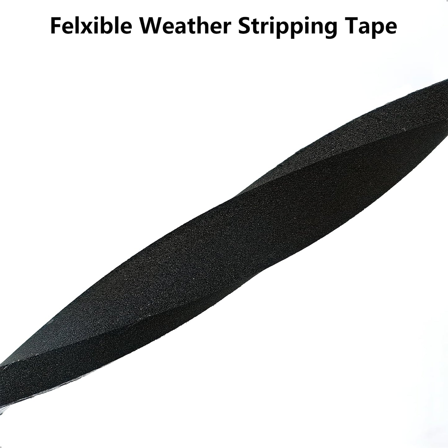 Weather Stripping Door Seal Strip, Strong Adhesive, Weatherproof, Reduce Noise, Gap Filler, Foam Insulation Tape for Doors and Windows, Black, 1 in x 1/4 in x 13 Ft