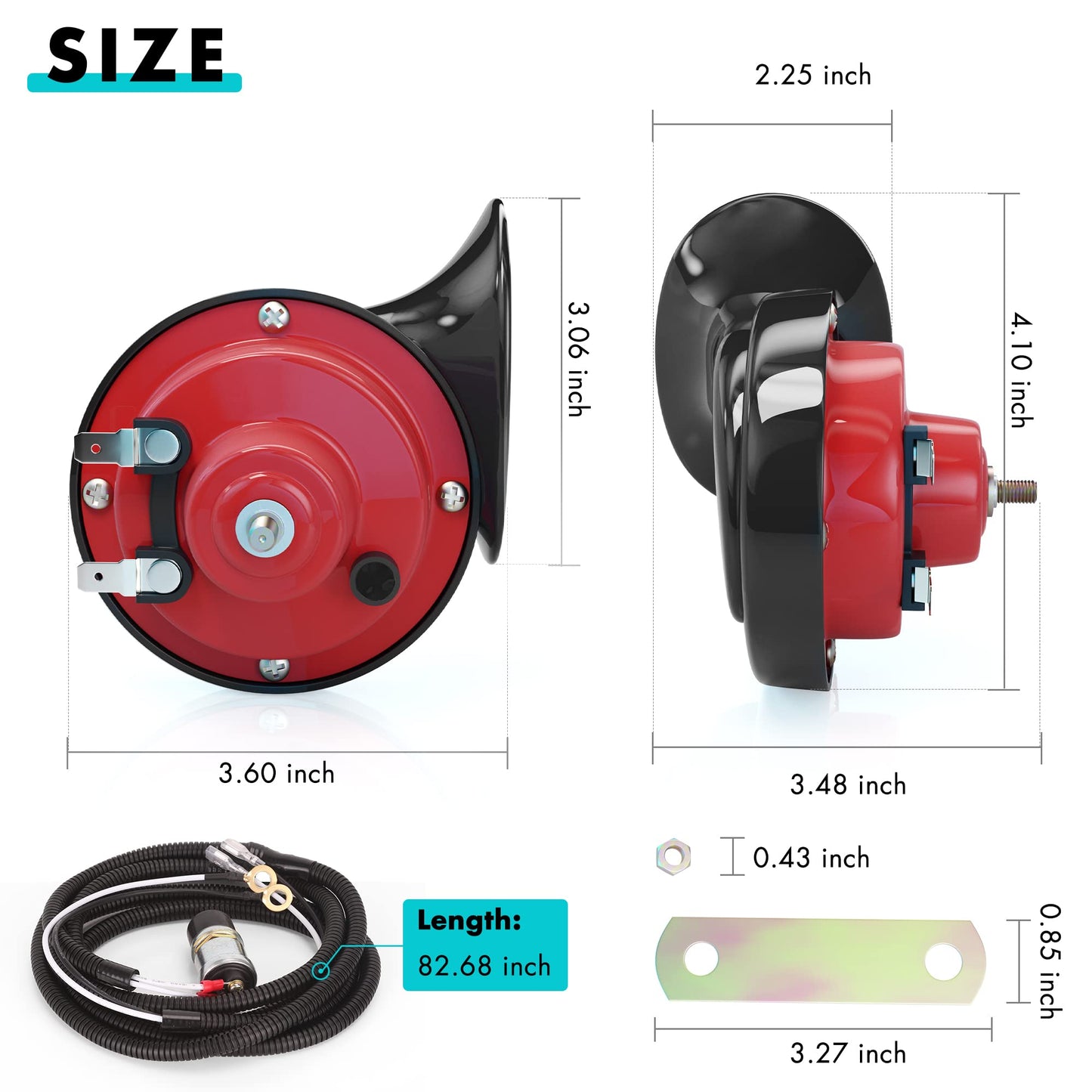10L0L Golf Cart Horn Kit for EZGO Club Car Yamaha or UTV Universal Waterproof Electric Snail Horn 118DB Floor Mount Button Switch, Adjustable Loud (12 Volt Input)
