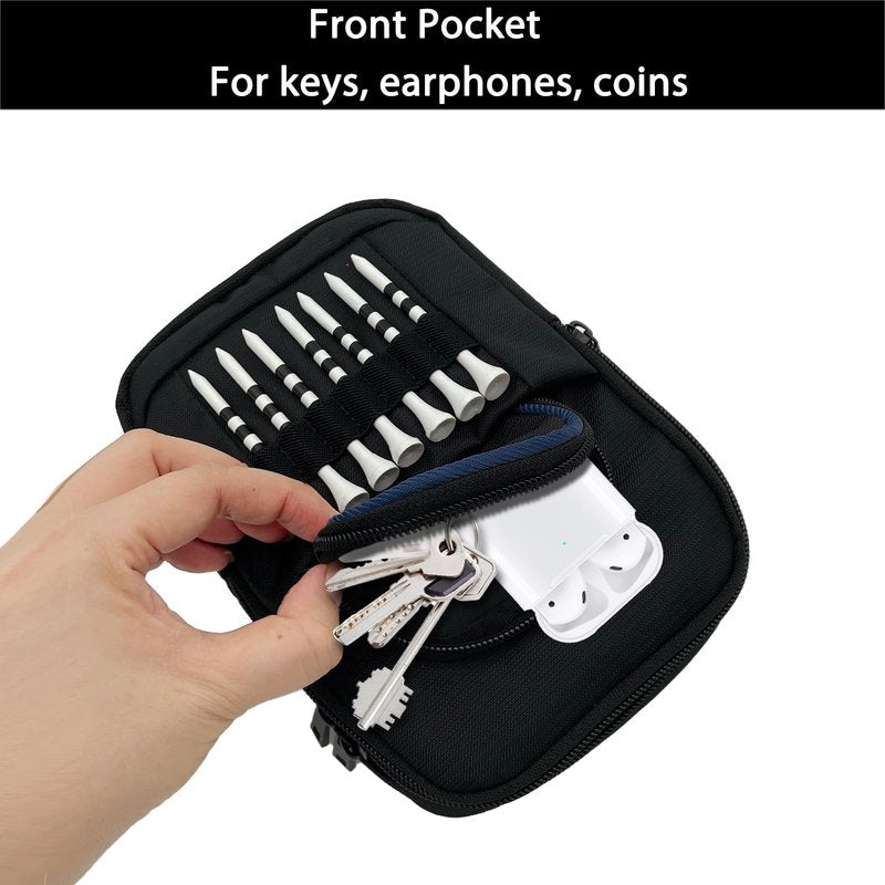 VIVA EAGLE Golf Pouch Bag with Detachable Clip | Multiple Zipper Pockets to Store Balls Tees Accessories Valuables - Navy