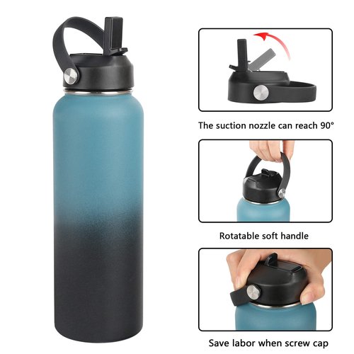 Straw lid for Hydroflask Wide Mouth Water bottle,Flex Straw Lid compatible with Hydro Flask 12 16 18 20 32 40 64 oz,Sports Straw Cap Flip Top Lid Water Bottle Lid Accessories…