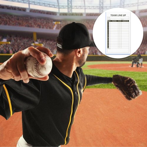 FOBSME Baseball Softball Lineup Cards - 30 Games, 16 Player Rosters | 4.53 x 7.87 Inch Scorebook