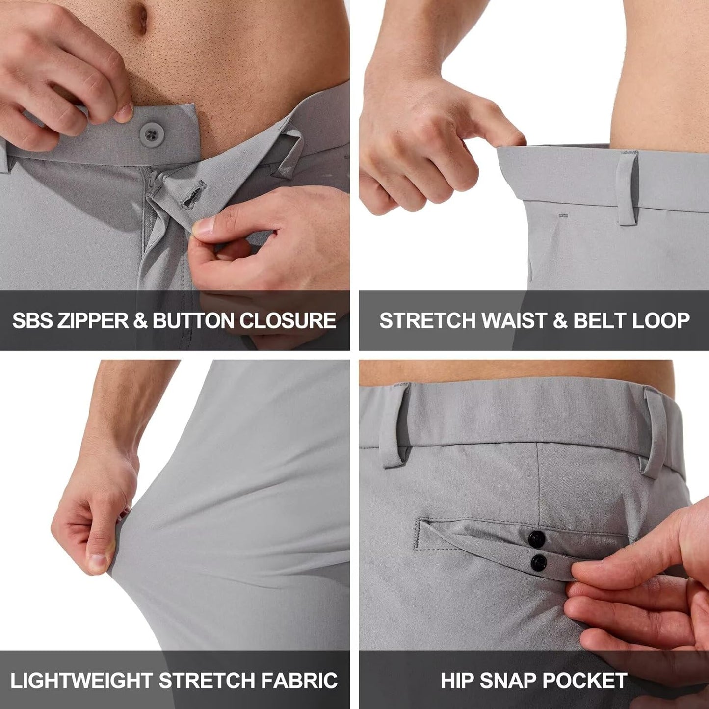 QPNGRP Men's Golf Pants - Lightweight Stretch Fabric | Available in 30", 32", 34" Inseam