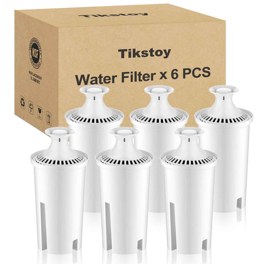 Tikstoy Water Fiter Replacement Fit for Brita Water Filter & Pitchers, Water Pitcher Filter Compatible with Brita Classic, Mavea, Ob03, 107007 35557, Reduce Chlorine and Heavy Metals (6)