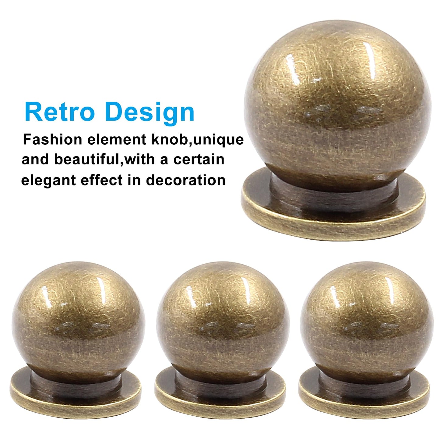 Jiozermi 4 Packs 1/2 Inch(12mm) Diameter Mini Round Solid Brass Knobs, Brass Pulls, Gold Mini Drawer Pulls, Mini Knobs for Jewelry Box, Bronze
