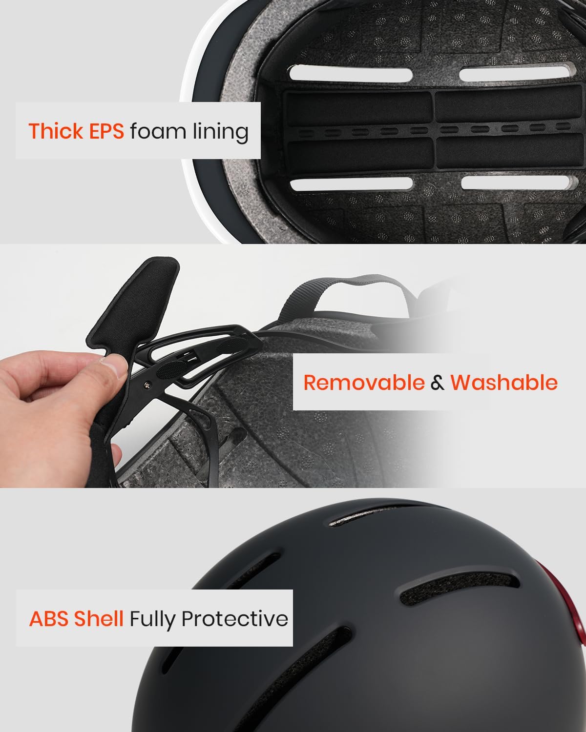 Skiennix Bike Helmet - Adjustable Cycling Helmet with Rechargeable Rear Light | Safety Certified for Adults