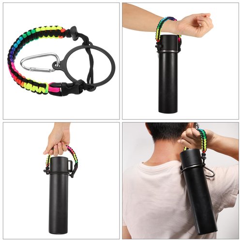 uxcell Paracord Handle, Water Bottle Handle Strap, Paracord Cap Strap Cord, Carrier Strap Cord for Wide Mouth Bottles 16oz to 64oz, Rainbow