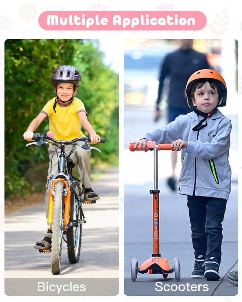 YOKWER Bike Bell for Kids Girls Boys, Aluminum Toddler Bike Bell with Loud Crisp Sound, Flower Bicycle Bell Alert Ring for Children Bicycle Scooter (Cyan)