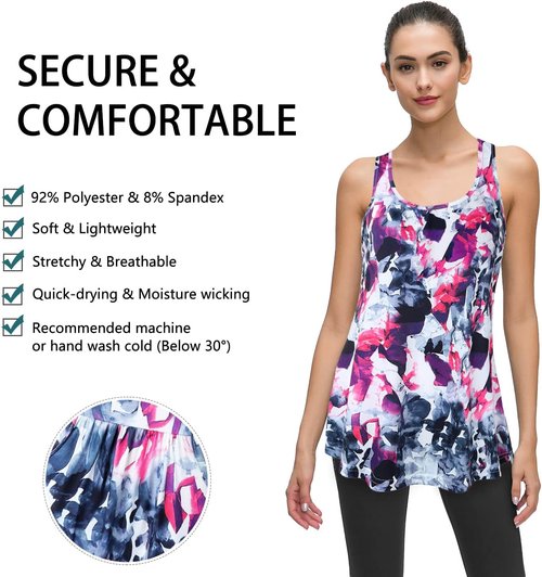 Cestyle Women's Sleeveless Workout Tank Top - Flowy Loose Fit Racerback Design | Comfortable & Stylish