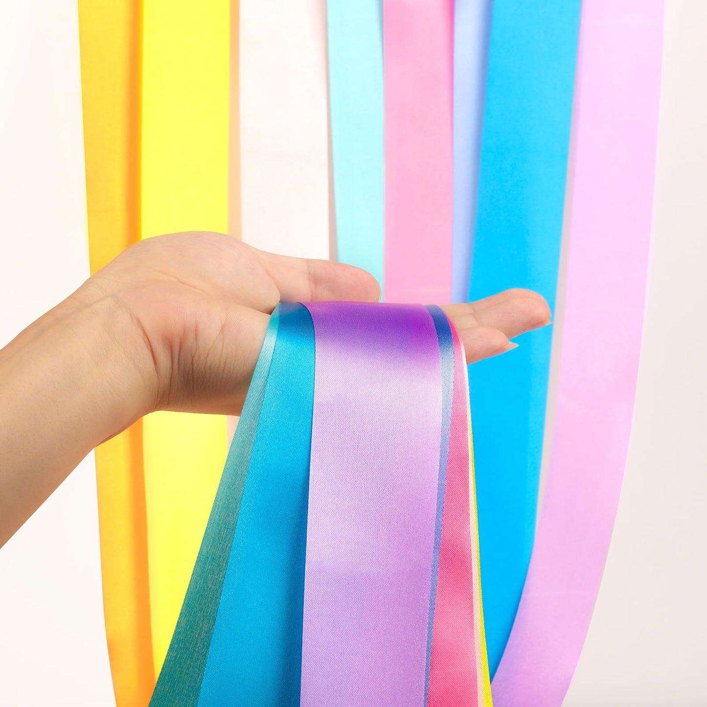 HiUnicorn Rainbow Party Favors Dance Ribbons for Kids Carnival Gymnastics Birthday Party Decoration Supplies, Ribbon Baton Twirling Sticks Silks Streamers Wands for Girls