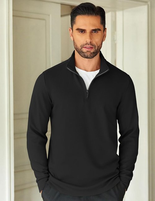 COOFANDY Men's Lightweight Quarter Zip Pullover | Casual Mock Neck Long Sleeve Sweatshirt