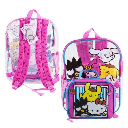 Fast Forward Hello Kitty & Friends Backpack And Detachable Lunch Kit - 15" - Clear and Pink 99925