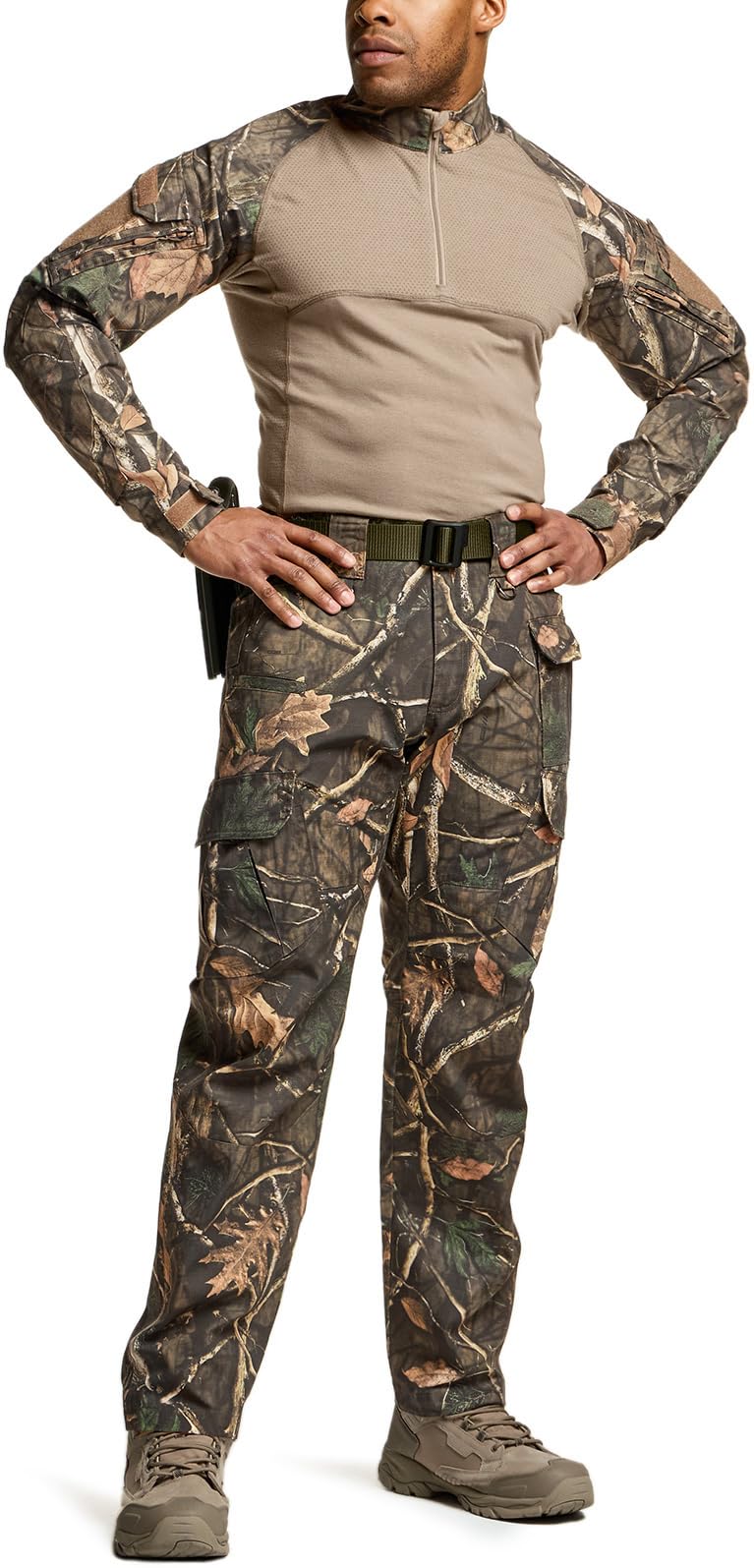 CQR Men's Tactical Pants, Water Resistant Ripstop Cargo Pants, Lightweight EDC Work Hiking Pants, Outdoor Apparel, Duratex Mag Pocket Print Hunting Camo, 38W x 34L