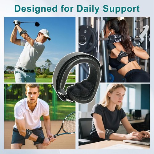 HURIANIC Tennis Elbow Brace for Men & Women, Elbow Strap Support for Tendonitis and Golfers Elbow Pain Relief, Counterforce Forearm Brace Band with Pad Black