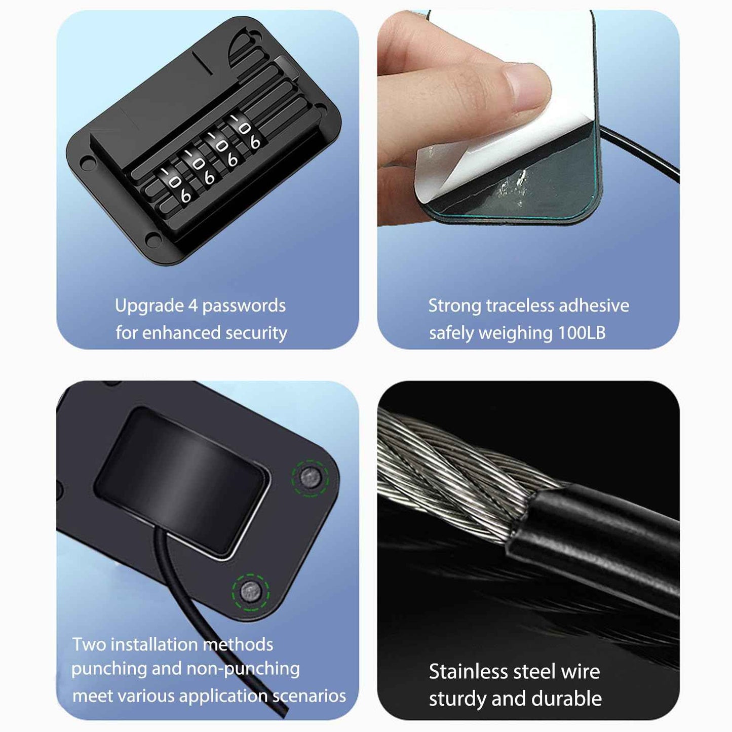 KIZZHISI Fridge Lock (2 Pack), Heavy Duty Combination Refrigerator Lock, for Fridge, Cabinets, Window and Child Locks for Cabinets and Drawers, Strong Non-Marking Adhesive No Drilling (Black)