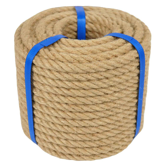 3/8 Inch Natural Jute Rope, 100 Feet Hemp Rope, 4 Strands Twisted Manila for Crafts, Gardening, Cat Scratching Post, Home Decorating, Indoor/Outdoor Use