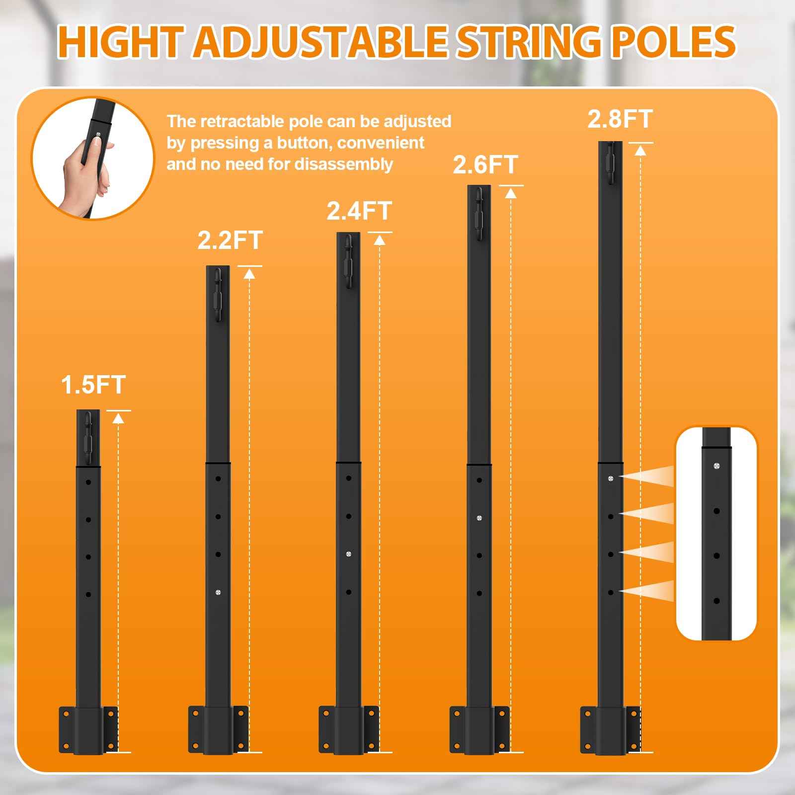 Mutovlin 4 Pack String Light Poles,2.8 Ft Light Poles for Outside String Lights,Outdoor Lights Pole with Fork,Metal Poles Stand for Patio Deck Backyard