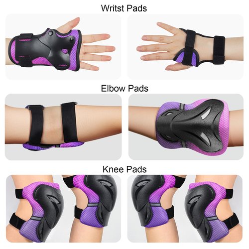 YooxArmor Adjustable Kids Knee & Elbow Pads Set with Wrist Guards for Ages 6-13 – Protective Gear for Skateboarding, Cycling, Roller Skating, Scooter, BMX, Inline Skating