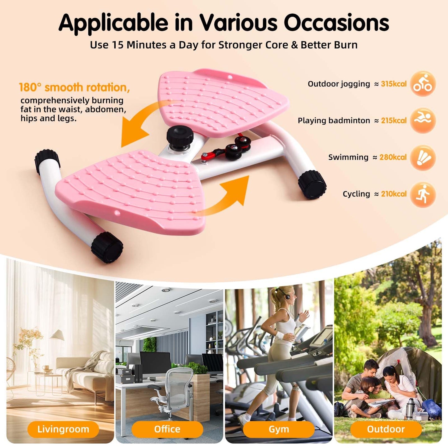 Waist Twister Machine Exercise, Ab Twister Board with 300 Lbs Weight Capacity, Adjustable Noiseless Twist Board for Exercise, Home Abs Exercise Equipment for Women/Men