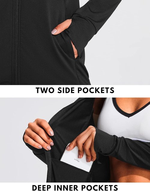 COOrun Women's Sun Protection Hoodie - UPF 50+ Full Zip Long Sleeve Active Jacket for Hiking & Running