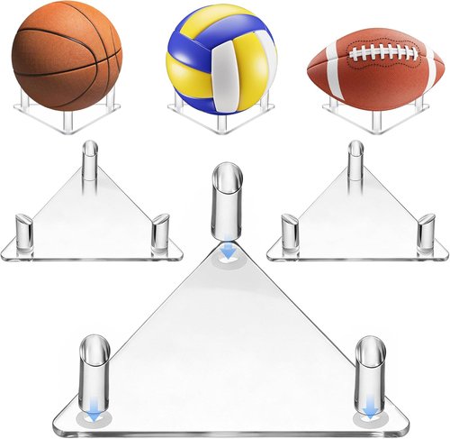 Acrylic Football Display Stand Set - 3 Pcs for Storing & Showcasing Balls | Versatile for Basketballs, Soccer Balls, & More