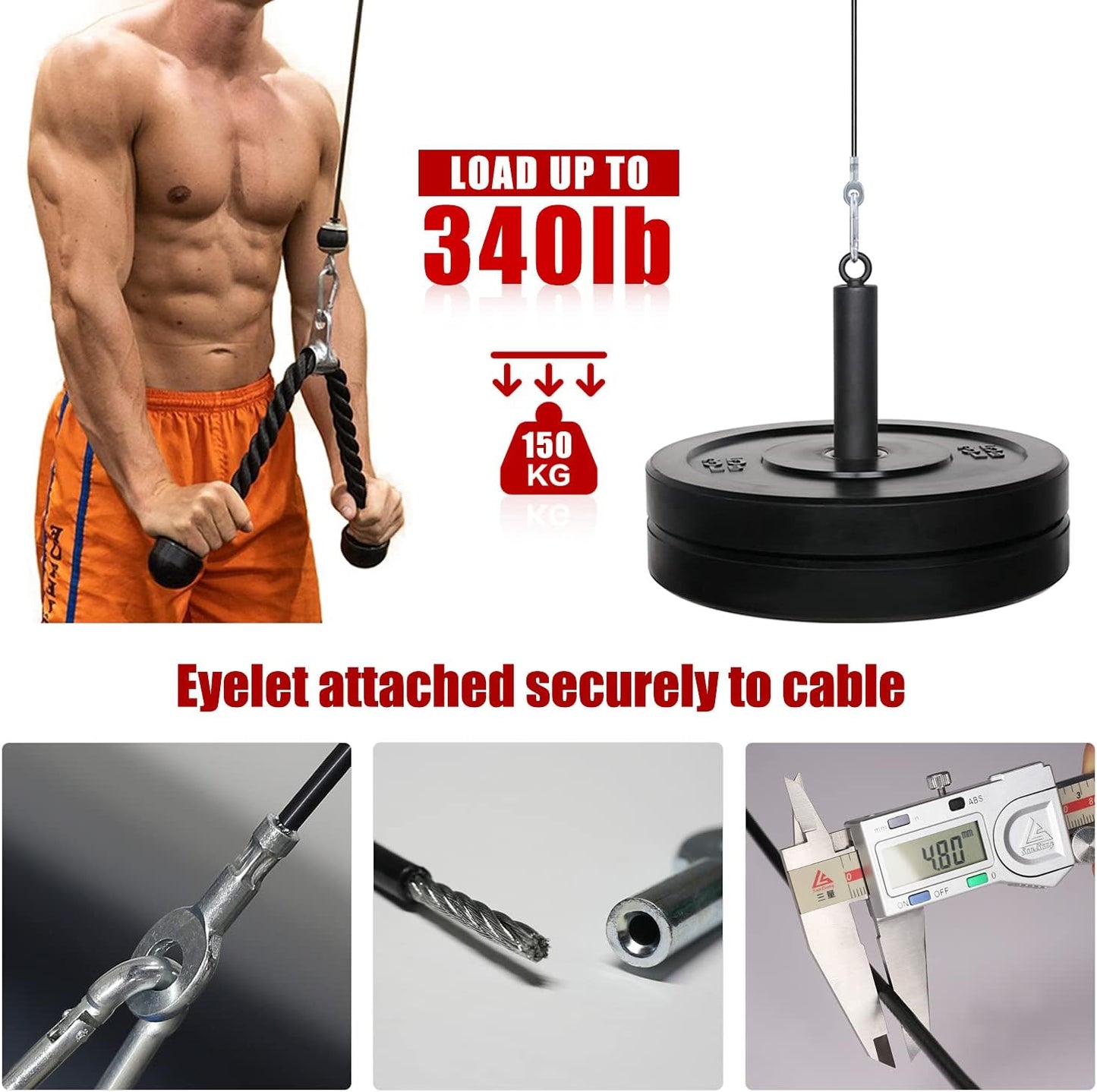 SYL Fitness Heavy Duty Steel Wire Rope - Replacement Cable for Home Gym Pulley System
