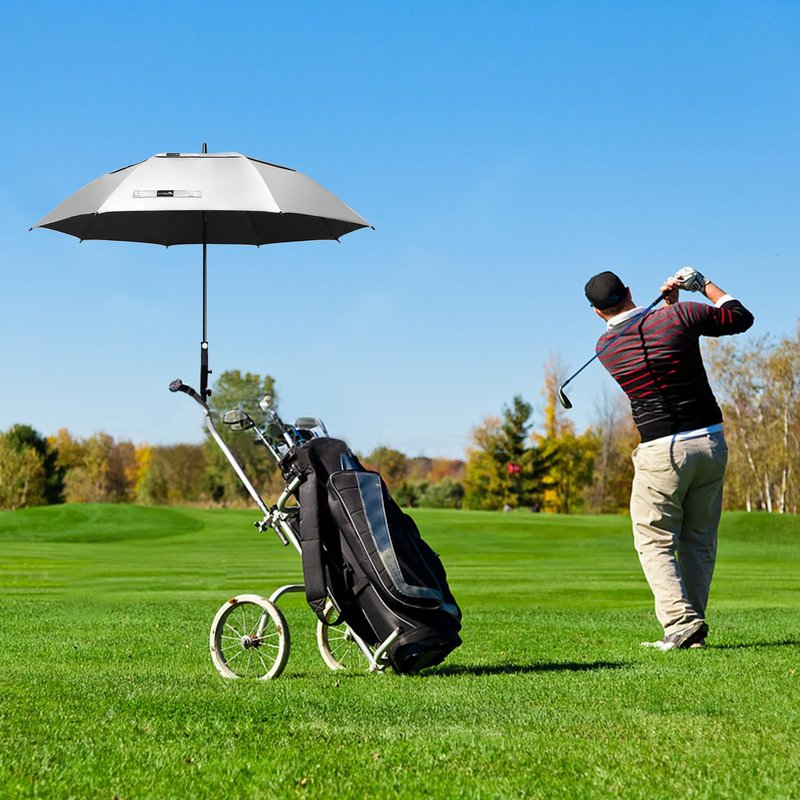 ZOMAKE Large Golf Umbrella UV Potection,68 Inch UV Blocking SPF Umbrellas for Sun Protection Windproof Heavy Duty Vented Double Canopy(Silver,Black)