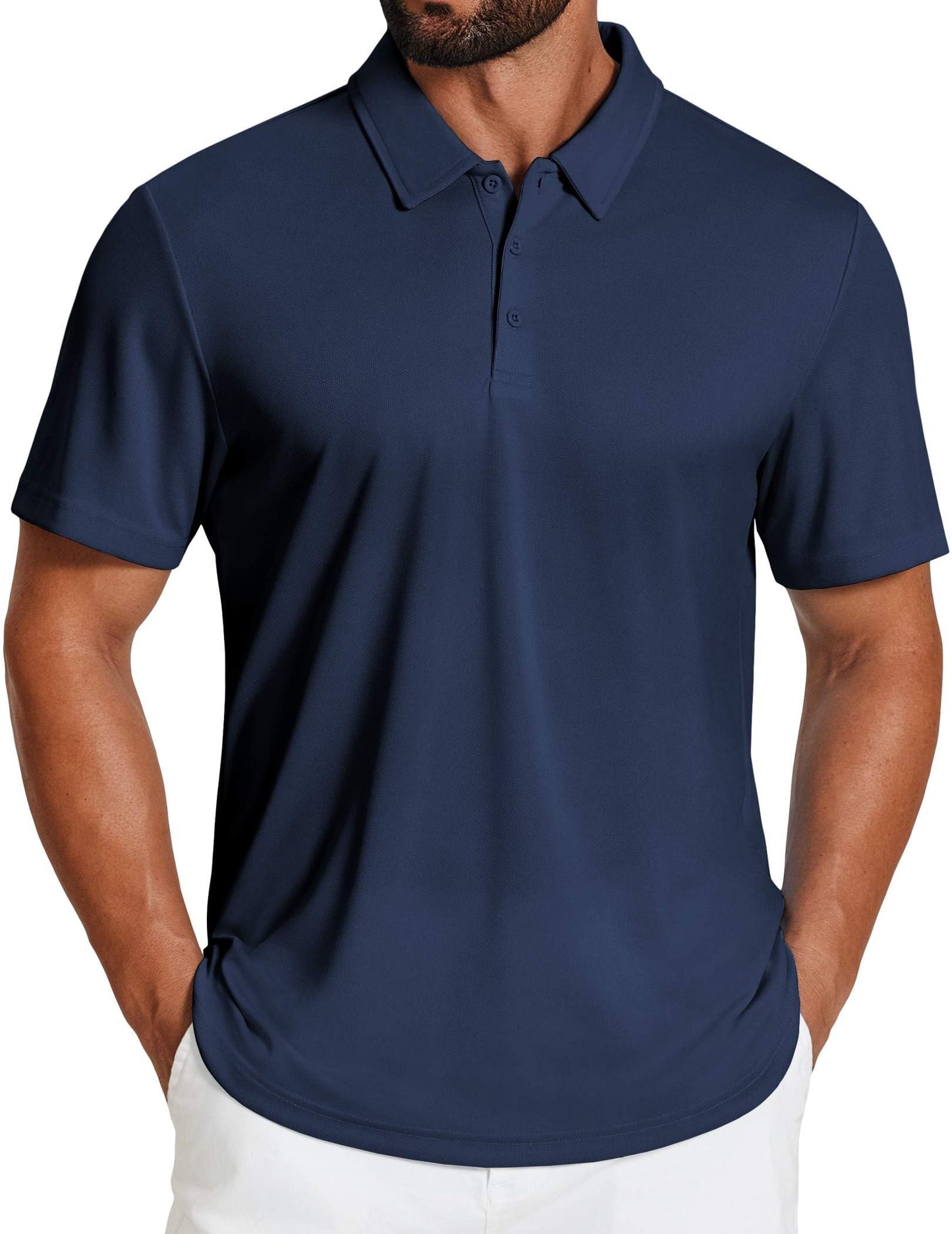 COOFANDY Short Sleeve Polo Shirts for Men Casual Quick Dry Performance Golf Shirt Navy