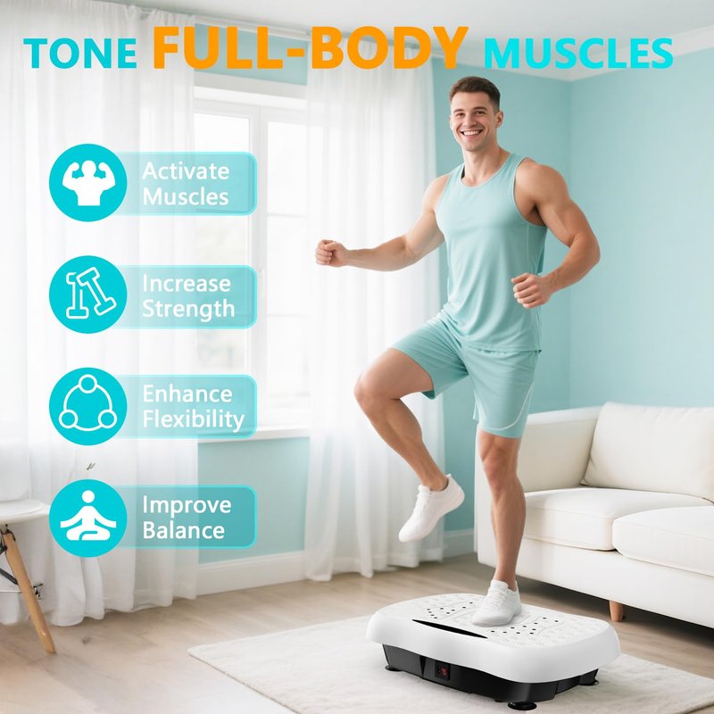 Vibration Plate Exercise Machine, Power Vibrating Board for Weight Loss, Full Body Workout Home Gym Equipment with 100 Adjustable speeds