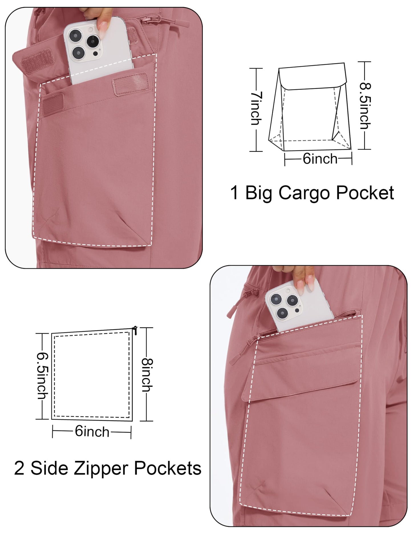 MAGCOMSEN Women's 7" Hiking Cargo Shorts Quick Dry Lightweight Golf Athletic Summer Outdoor Shorts with 4 Pockets