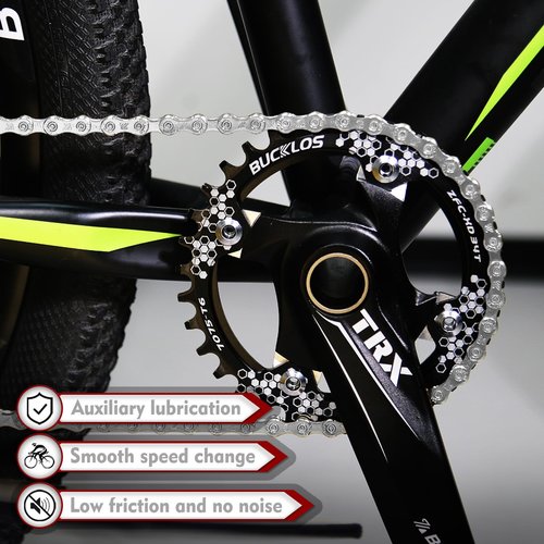 BUCKLOS 6/7/8/9/10/11/12 Speed Bike Chain,Bicycle Chain for Road Bike/E-Bike/Mountain Bike/MTB/Shimano SRAM,Half/Full Hollow Bike Chain Silver/Gold 1/2 x 11/128 Inch 116 Links with Quick Link