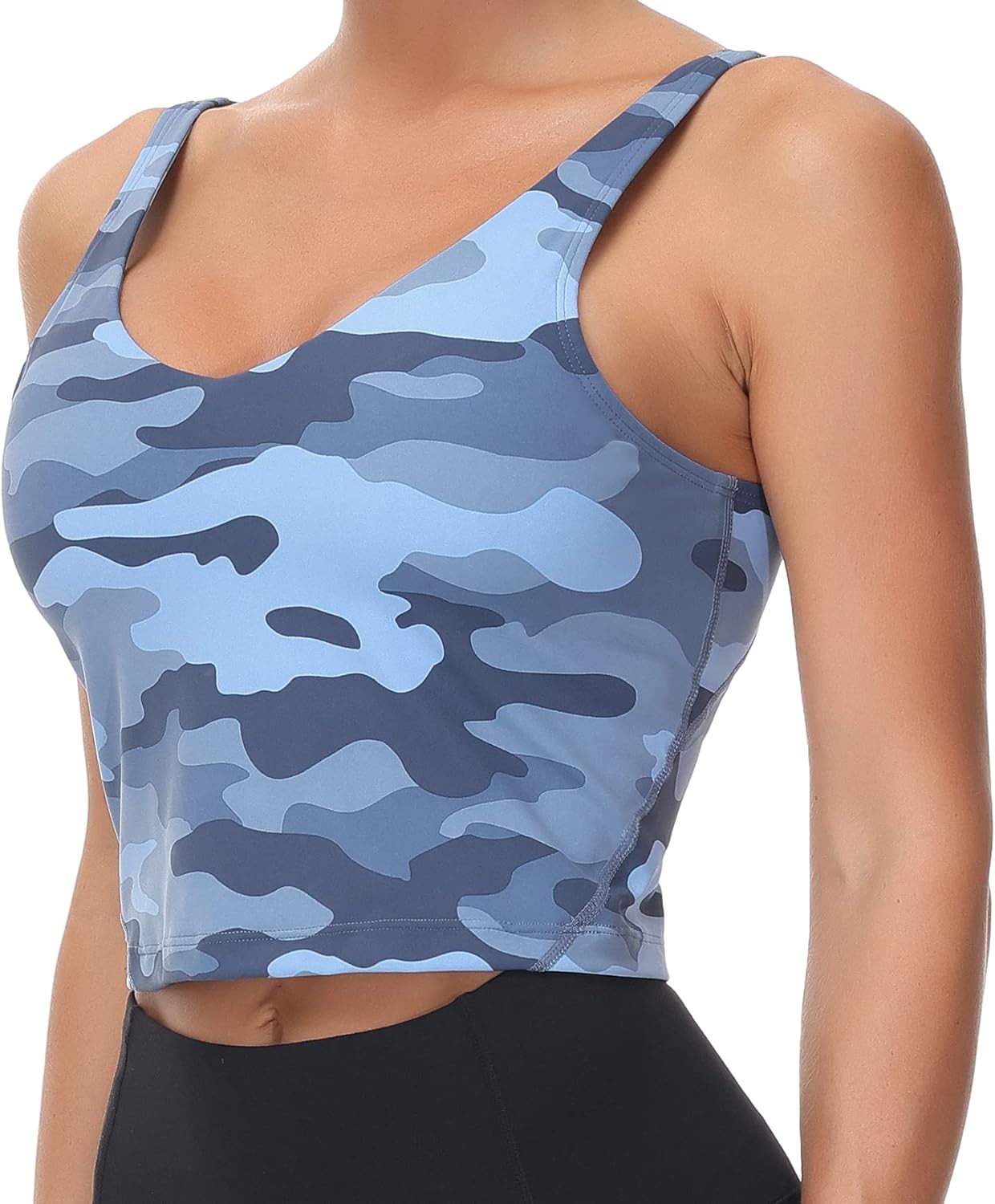 The Gym People Camo Longline Sports Bra - Wirefree & Padded Medium Support for Yoga & Gym