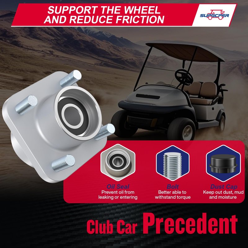 SUPGCPER Deluxe Club Car Precedent Front End Repair Kit, Golf Cart Suspension Rebuild Kit for 2004-Up Precedent Gas&Electric, with Front Wheel Hub Bearing King Pin Bushings Full Sets