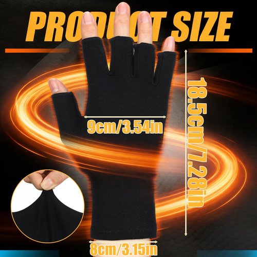Cuffbow 3 Pairs Bamboo Compression Gloves Fingerless Bamboo Arthritis Gloves for Women Men with Breathable Fabric Arthritis and Carpal Tunnel Support, Size L, Black