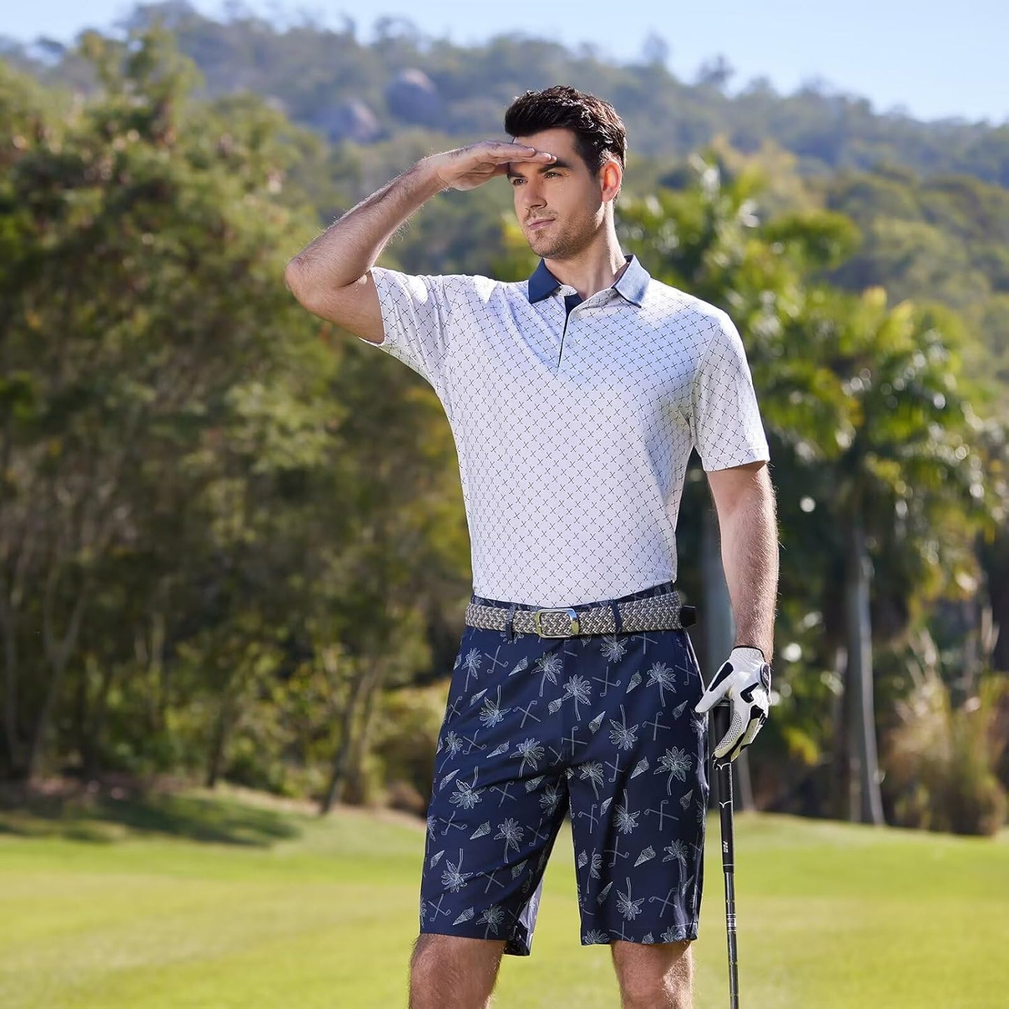 Skiennix Golf Shirt for Men - Moisture-Wicking Dry Fit Short Sleeve Performance Polo | Stylish Print Design