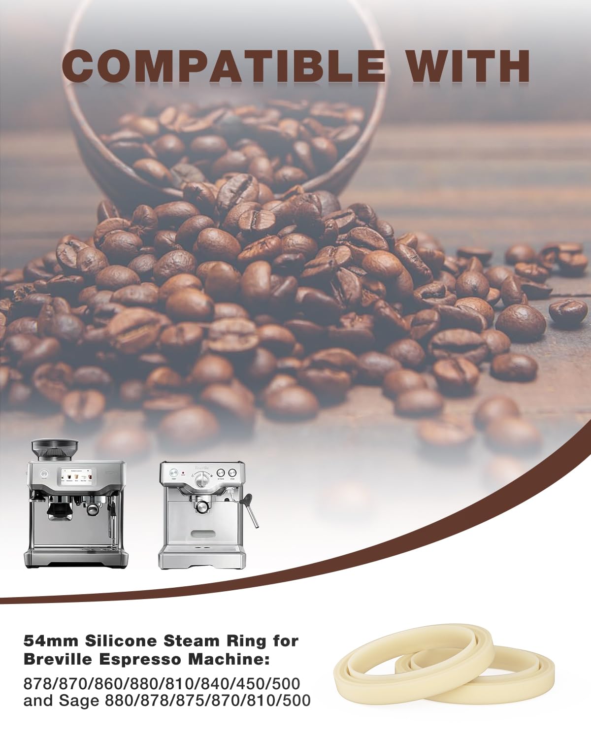 2PCS 54mm Silicone Steam Ring for Breville Espresso Machine 878/870/860/880/810/840/450/500 and Sage 880/878/875/870/810/500, Breville Espresso Machine Accessories Grouphead Gasket Replacement Part